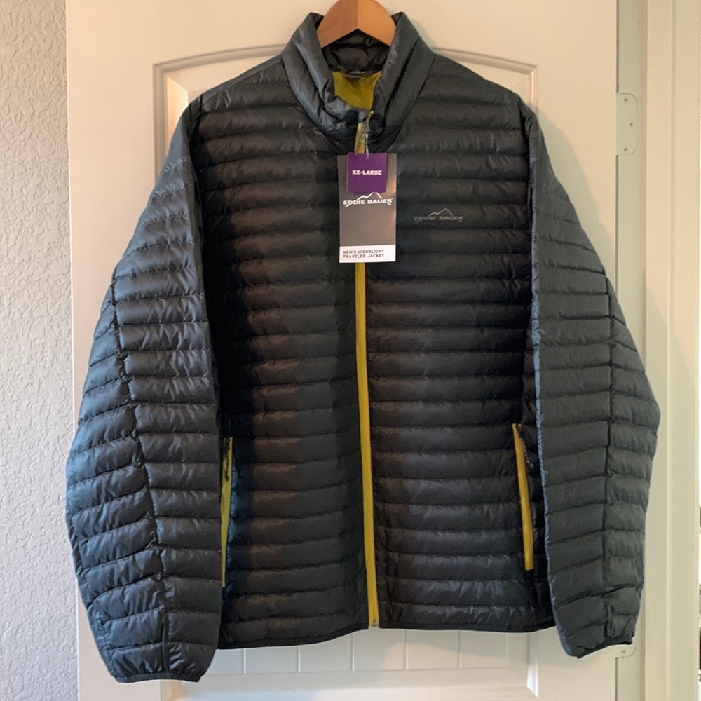 Grey and Yellow Puffer Jacket